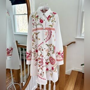 NWT Floral Embroidered Shirt Dress